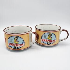 Nabisco Premium Crackers Soup Mugs 2 Vintage Bowls Saltines Speckled